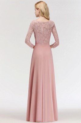 MARIAN | A-line Floor Length Lace Chiffon Bridesmaid Dresses with Sleeves_5