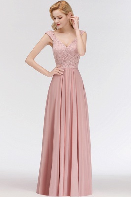 MARIA | A-line Long V-neck Sleeveless Lace Top Chiffon Bridesmaid Dresses_7