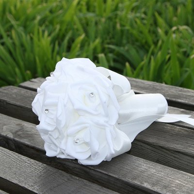 Einfacher Silk Rose-Hochzeits-Blumenstrauß in den mehrfachen Farben_1