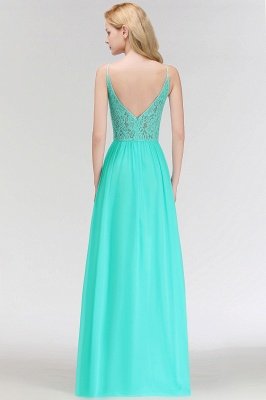 MADELEINE | A-line Keyhole Neckline Lace Top Long Spaghetti Bridesmaid Dresses_5