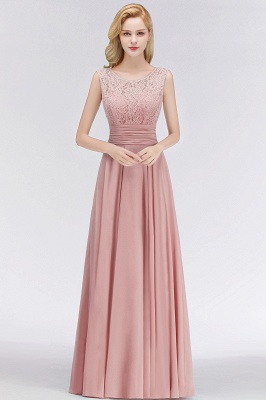 MACY | A-line Floor Length Lace Top Sleeveless Chiffon Bridesmaid Dresses_1