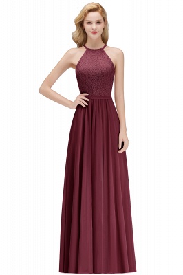 MARIANNA | A-line Sleeveless Halter Long Lace Chiffon Bridesmaid Dresses_2