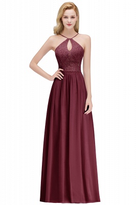 MADELEINE | A-line Keyhole Neckline Lace Top Long Spaghetti Bridesmaid Dresses_2