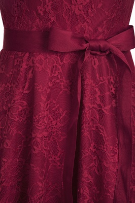A-line Sleeveless Burgundy Lace Dresses with Bow_13
