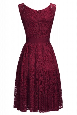 Simple Sleeveless A-line Red Lace Dresses with Ribbon Bow_7