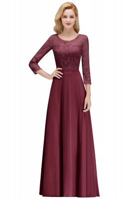 MARIAN | A-line Floor Length Lace Chiffon Bridesmaid Dresses with Sleeves_2
