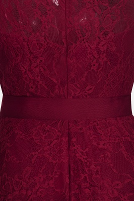 A-line Sleeveless Burgundy Lace Dresses with Bow_10