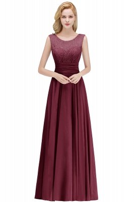 MACY | A-line Floor Length Lace Top Sleeveless Chiffon Bridesmaid Dresses_2