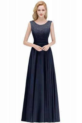 MACY | A-line Floor Length Lace Top Sleeveless Chiffon Bridesmaid Dresses_3