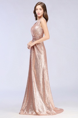 Elegant A-line Sequined V-Neck Sleeveless Floor-Length Bridesmaid Dresses_2