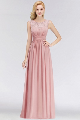 Elegant Long Sleeveless Lace Scoop Chiffon Bridesmaid Dress_2