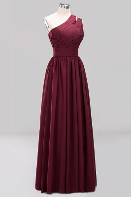 Elegant A-Line Burgundy Chiffon One-Shoulder Sleeveless Ruffles Floor-Length Bridesmaid Dresses_9