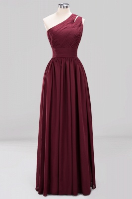 Elegant A-Line Burgundy Chiffon One-Shoulder Sleeveless Ruffles Floor-Length Bridesmaid Dresses_7