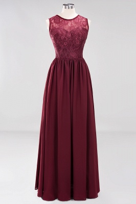 A-line Chiffon Lace Jewel Sleeveless Ruffles Floor-Length Bridesmaid Dresses with Appliques_7