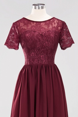 A-line Chiffon Lace Jewel Short-Sleeves Floor-length Bridesmaid Dress_9