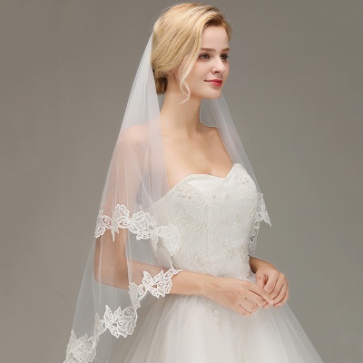 Dentelle voile appliques deux couches de mariage avec peigne_6