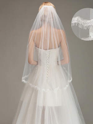 Lace Edge One Layer Wedding Veil with Comb Soft Tulle Bridal Veil