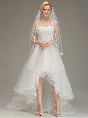 Lace Edge One Layer Wedding Veil with Comb Soft Tulle Bridal Veil_3