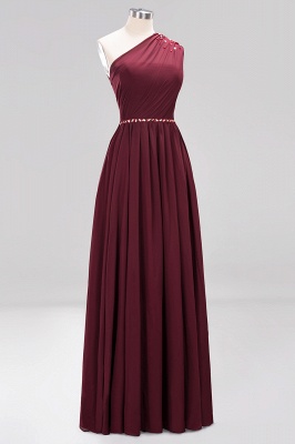 Elegant A-Line Burgundy Chiffon One-Shoulder Sleeveless Ruffles Floor-Length Bridesmaid Dresses with Beadings_42