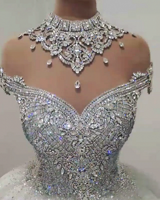 Luxus Stehkragen Kristall Perlen Ballkleid Brautkleider_3