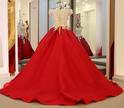 Ball Gown Sequins Applique A-Line Off-The-Shoulder Floor-Length Evening Dresses_3