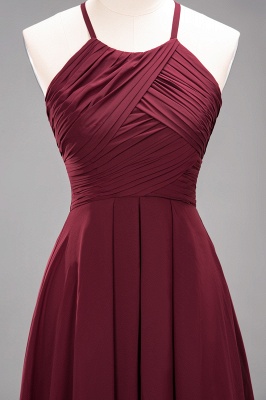 Halter Pleated Bridesmaid Dress Chiffon Sleeveless Floor Length Wedding Guest Dress_51