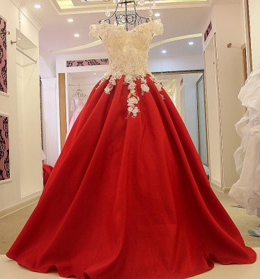Ball Gown Sequins Applique A-Line Off-The-Shoulder Floor-Length Evening Dresses_4