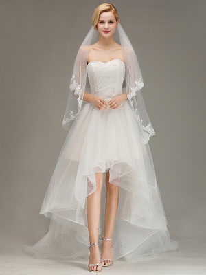 Two Layers Tulle  Appliques Comb Wedding Veil