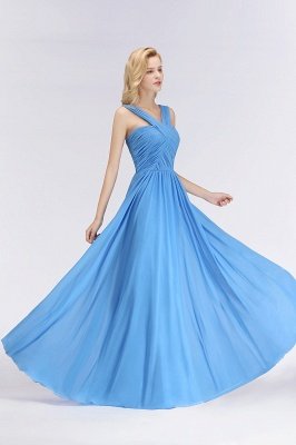 Elegant A-Line Chiffon Straps Sleeveless Ruffles Floor-Length Bridesmaid Dresses_5