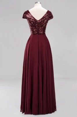 Elegant A-Line Burgundy Chiffon Sequined V-Neck Sleeveless Ruffles Floor-Length Bridesmaid Dresses_10