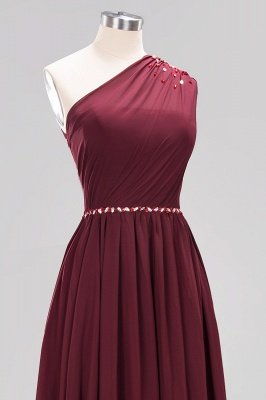 Elegant A-Line Burgundy Chiffon One-Shoulder Sleeveless Ruffles Floor-Length Bridesmaid Dresses with Beadings_45