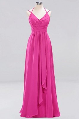 A-line Chiffon Spaghetti Straps Sleeveless Ruffles Floor-Length Bridesmaid Dresses_6