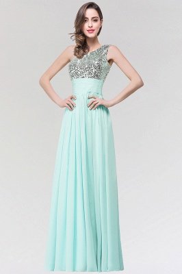 A-line Chiffon One-Shoulder Sleeveless Floor-Length Bridesmaid Dress with Sequins_1
