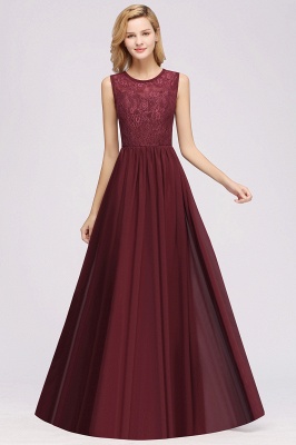 A-line Chiffon Lace Jewel Sleeveless Ruffles Floor-Length Bridesmaid Dresses with Appliques_3