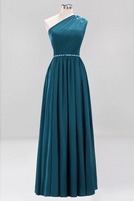 Elegant A-Line Burgundy Chiffon One-Shoulder Sleeveless Ruffles Floor-Length Bridesmaid Dresses with Beadings_26