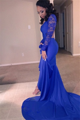 Stylish Round Neck Long Sleeves Mermaid Prom Dress_3