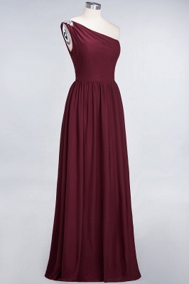 Elegant Princess Chiffon One-Shoulder Sleeveless Ruffles Floor-Length Bridesmaid Dress with Beadings_4