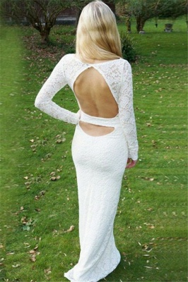 Stylish Round Neck Long Sleeves Appliques Floor-Length Prom Dress_2
