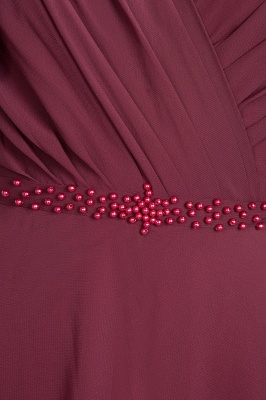 Elegant Princess Chiffon V-Neck Straps Sleeveless Ruffles Floor-Length Bridesmaid Dress with Pearls_7