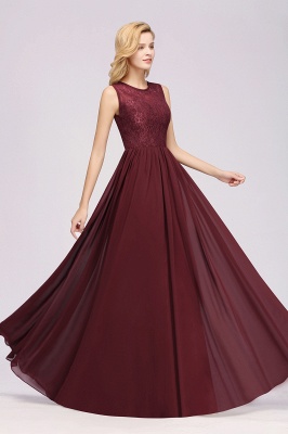 A-line Chiffon Lace Jewel Sleeveless Ruffles Floor-Length Bridesmaid Dresses with Appliques_4