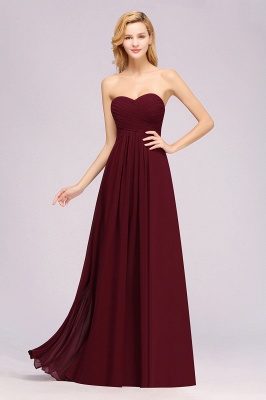 A-line Chiffon Sweetheart Strapless Ruffles Floor-length Bridesmaid Dress_5