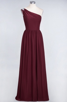 Elegant Princess Chiffon One-Shoulder Sleeveless Ruffles Floor-Length Bridesmaid Dress with Beadings_2