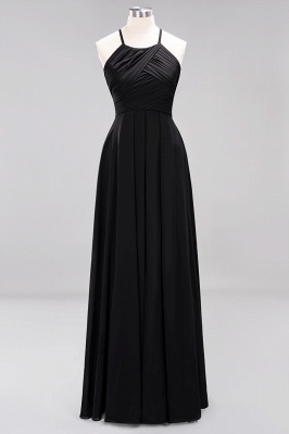 Halter Pleated Bridesmaid Dress Chiffon Sleeveless Floor Length Wedding Guest Dress_28