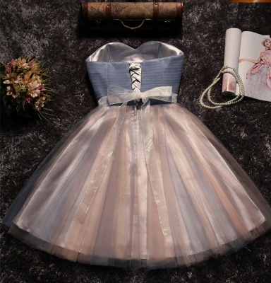 Shiny A-Line Lace Strapless Sleeveless Prom Dress with Bow_3