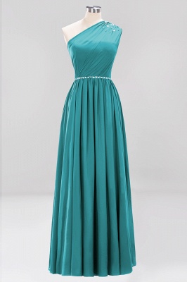 Elegant A-Line Burgundy Chiffon One-Shoulder Sleeveless Ruffles Floor-Length Bridesmaid Dresses with Beadings_31