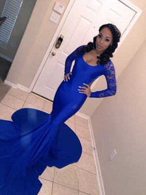 Stylish Round Neck Long Sleeves Mermaid Prom Dress_4