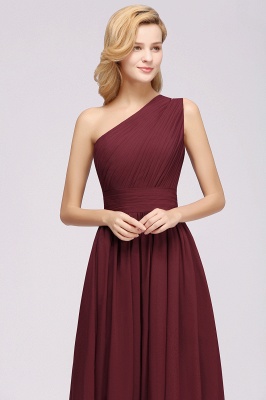 Elegant A-Line Burgundy Chiffon One-Shoulder Sleeveless Ruffles Floor-Length Bridesmaid Dresses_6