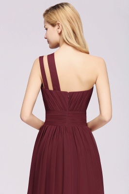 Elegant A-Line Burgundy Chiffon One-Shoulder Sleeveless Ruffles Floor-Length Bridesmaid Dresses_5