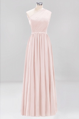 Elegant A-Line Burgundy Chiffon One-Shoulder Sleeveless Ruffles Floor-Length Bridesmaid Dresses with Beadings_5