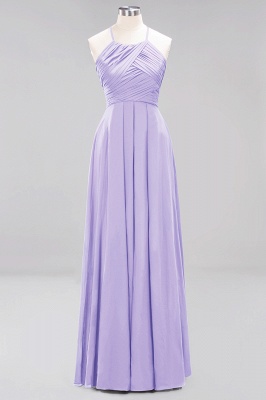 Halter Pleated Bridesmaid Dress Chiffon Sleeveless Floor Length Wedding Guest Dress_20